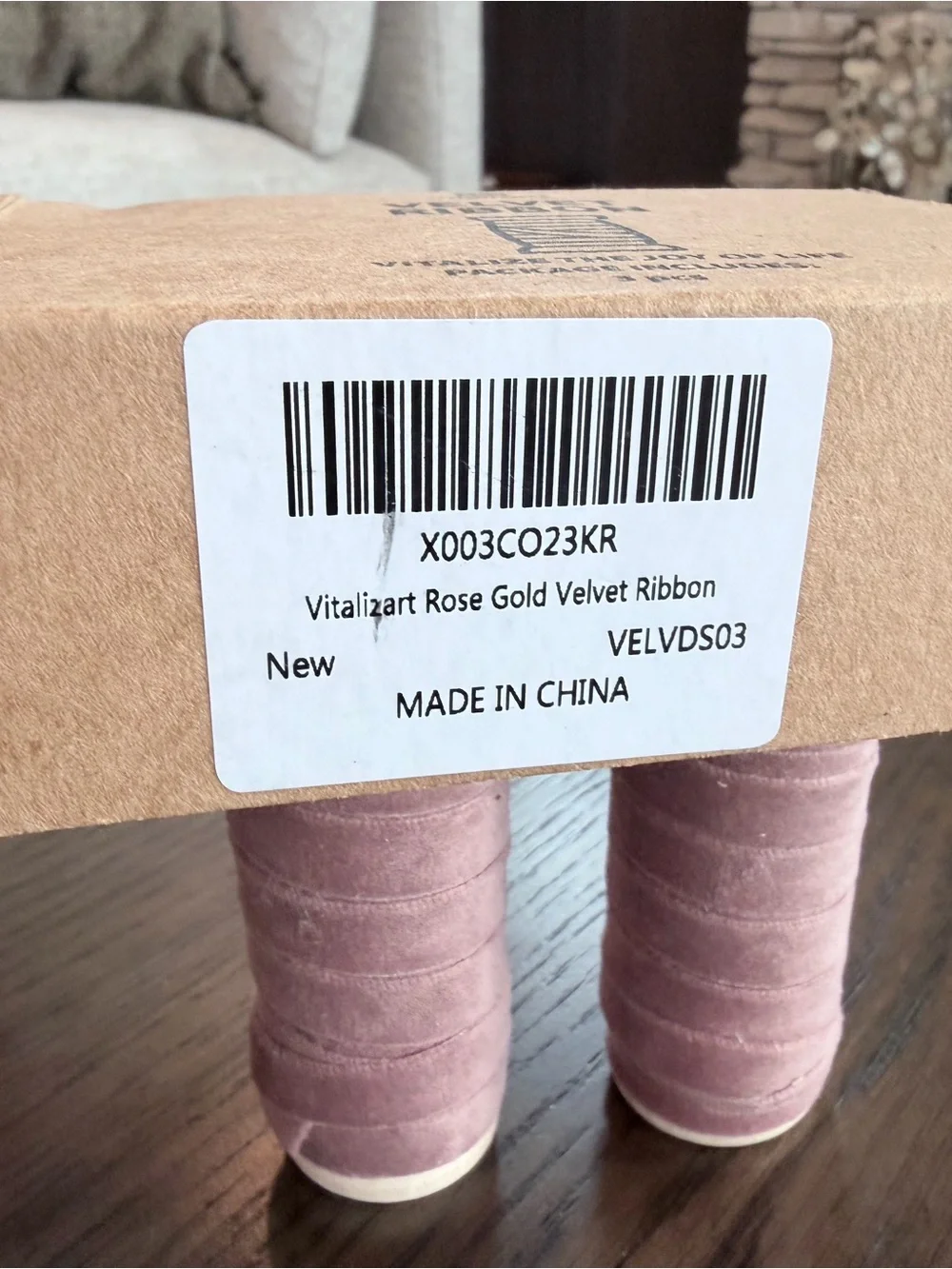Velvet Ribbon Spool Set in Rose Gold - 3 sets of 5 yards